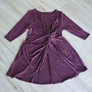 Lane Bryant Burgundy Plum Tunic Top With Twist Detail At Waist Size 14 16